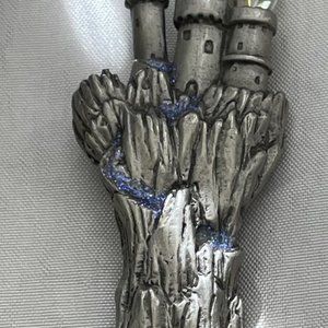 Vintage JJ castle with crystal pewter brooch